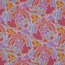 Tissu Sweat léger French Terry Fleurs et licornes sur fond Lilas