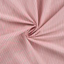 Tissu Popeline de Coton rayures blanches Zira sur fond Rose poudré - Au mètre