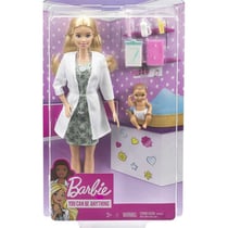 Poupée barbie blonde métier : pédiatre + bébé + accessoires - docteur - médecin - mattel - gvk03