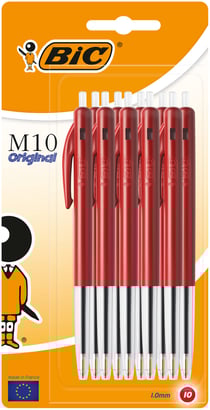 Stylo à Bille Rétractable M10 Clic Pointe Moyenne Rouge