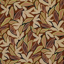 Tissu Viscose Lia feuilles beiges sur fond Marron