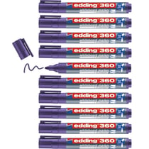 Lot de 10 marqueurs pour tableaux blancs effaçables - EDDING 360 - Violet - Pointe 1,5-3 mm