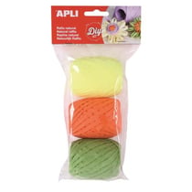Raphia naturel tons fluorescents 3 u.