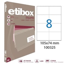 Apli 100325 x5 - Etiquettes blanches format 105 x 74 mm - Carton de 5 boites réf.100325