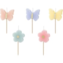 5 Bougies Fleurs/Papillons