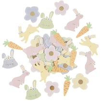 100 Confettis Pâques Jaune, Rose, Lilas, Vert et Or