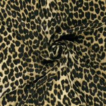 Tissu Satin Velvet Esmera léopard Noir sur fond Vert olive