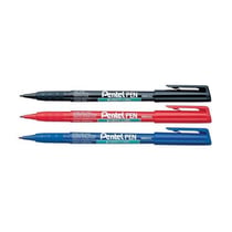 Lot de 12 marqueurs permanents - PENTEL - pointe 1 mm - encre acrylique - rouge - GREEN-LABEL NMS50