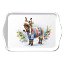 Mini-plateau en mélamine âne de Noël en pull d'hiver
