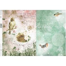 1 feuille de papier de riz 29,7 x 42 cm Itd Collection OISEAU VINTAGE 392L