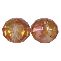 Perle facettée en verre, Petite roue, cuivré, 12x10mm