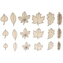 18 Mini décorations en bois - Feuilles Automne