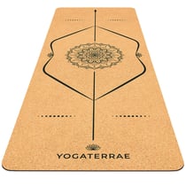 Tapis de Yoga Antidérapant Liège-Caoutchouc naturel MANDALA 183x66x0,5cm + Sangle de transport Coton