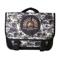 Cartable scolaire 38 cm - Jurassic World - Vert et gris - 2 compartiments