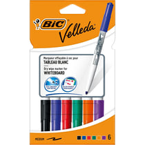 Etui 6 Feutres tableau blanc effaçable à sec 1741 Pointe Medium Ogive Assorti fantaisie VELLEDA