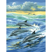 KSG - Tableau peinture au numéro Pour enfant Dauphins