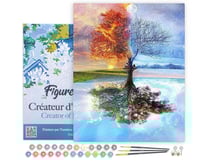 Peinture par Numéro Figured'Art avec Cadre - Arbre 4 Saisons - Kit de Loisir Créatif DIY Numéro d'Art Complet - 40x50cm toile tendue sur châssis