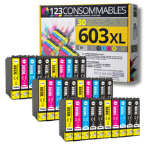 603XL - Pack 30 cartouches Epson 603 XL compatibles XP-2100 XP-3100 XP-4100 - 123CONSOMMABLES