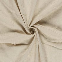 Tissu Viscose Lin chaine et trame Alice broderie fleurs sur fond Beige