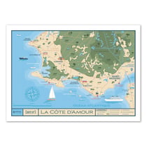 Affiche 50x70 cm - Carte Cote d'amour - Olahoop Travel Posters