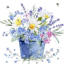 Lot de 4 serviettes en papier découpage collage 33 cm POT DE FLEURS F 210