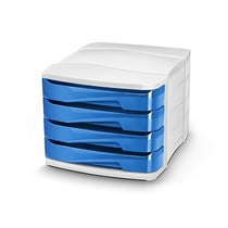 Bloc de classement rangement documents 4 tiroirs Gloss Bleu océan - CEP