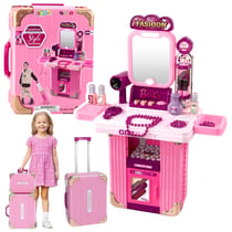 Valise De Maquillage coiffeuse  2 En 1 Rose Avec Accessoires