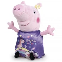 Peluche peppa pig 31 cm robe violette licorne - doudou licence peppa le cochon