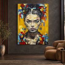 Peinture acrylique originale sur toile — Frida — portrait de célébrité — Tableau mural Calbarracin — 100 x 130 cm