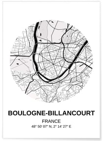 Affiche Carte Boulogne-Billancourt | A3 : 29,7x42cm
