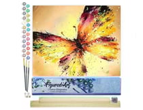 Peinture par Numéro Figured'Art - Couleurs éclatantes de Papillons - Kit de Loisir Créatif DIY Numéro d'Art Complet - 40x50cm toile roulée + châssis en bois à monter