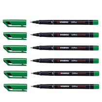Lot de 6 feutres permanents pointe super fine - STABILO - OHPen universal - Vert