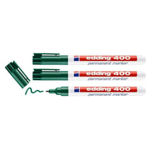 Lot de 3 marqueurs permanents - EDDING - pointe ronde 1 mm - vert - 400