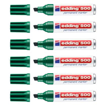 Lot de 6 marqueurs permanents - EDDING - Corps aluminium vert - Pointe biseautée 2-7 mm
