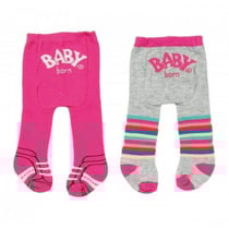 2 paires de collants : grise + rose baby born 43 cm - zapf creation