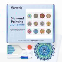 Figured’Art Mini Série Diamond Painting - Coffret Premium 12 toiles de 15x18cm Rosaces - Broderie Diamant avec Strass Carrés - Kit Complet
