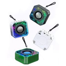 Enceinte Bluetooth Mini Transparente Avec Subwoofer Et Lumière RGB Portative Blanc YONIS
