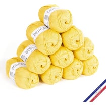 10 pelotes de laine - Safran - 100% coton bio - 3mm - Tricot et crochet - Bergère de France