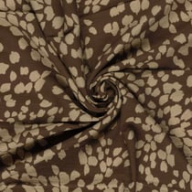 Tissu Crêpe de Viscose Louis pétales Beige sable sur fond Marron