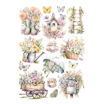1 feuille de papier de riz 22 x 32 cm CIAO BELLA SPRING TIME ELEMENTS 453