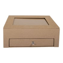 Boîte p.mâché av. tiroir, FSC Rec100%, kraft, 20x15,3x7,5cm
