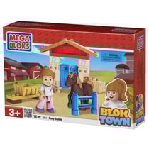 L ecurie avec poney et ffigurine - 16 pieces - blok town - mega bloks - 361 - jeu de construction