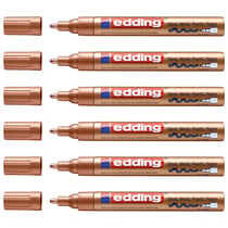 Lot de 6 marqueurs peinture permanente pointe ronde 2-4 mm - EDDING - Cuivre