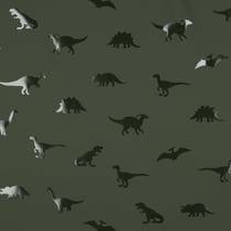 Tissu Imperméable dino brillant Timo sur fond Vert profond - Au mètre