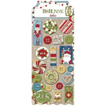 BoBunny - Boutons chipboard Dear Santa 21 pièces