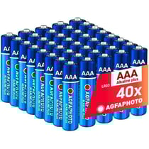 AgfaPhoto Piles AAA Alcalines PLUS LR03 (1,5V, Lot de 40) – Longue Durée de Vie – Idéales pour Télécommandes, Jouets, Appareils Photo et Plus – Usage Domestique ou Professionnel