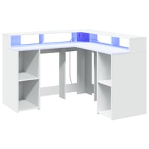 Bureau d'angle table poste de travail meuble d'ordinateur informatique étude avec lumières LED