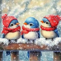 4 serviettes en papier découpage collage 33 cm OISEAUX DE NOEL SUR BARRIERE N 708