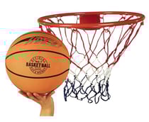 Panier de basket mural avec ballon, pompe, fixations - anneau acier - sport exterieur