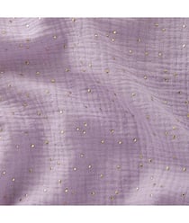 TISSU GLIT DOUBLE GAZE PAILLETE OR de 140 cm de largeur Lilas Clair/or violet vendu par 50 cm